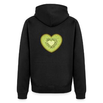 Kiwi Früchte Obst Kiwis Frucht Geschenk - Unisex Premium Bio Zip Hoodie - Schwarz - Hinten - Nico (187cm)