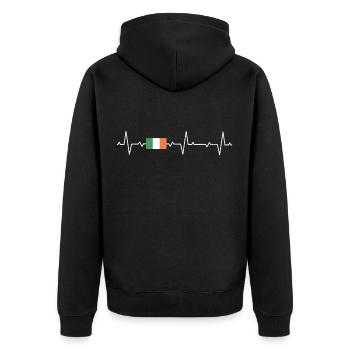 Irland Irländer Irische Flagge Irisches Geschenk - Unisex Premium Bio Zip Hoodie - Schwarz - Hinten - Nico (187cm)