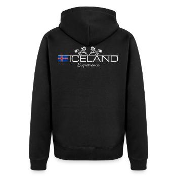 Iceland Experience - Island - Unisex Premium Bio Zip Hoodie - Schwarz - Hinten - Nico (187cm)