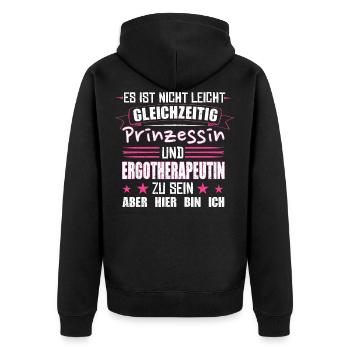 Ergotherapeutin - Unisex Premium Bio Zip Hoodie - Schwarz - Hinten - Nico (187cm)