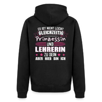 lehrerin - Unisex Premium Bio Zip Hoodie - Schwarz - Hinten - Nico (187cm)