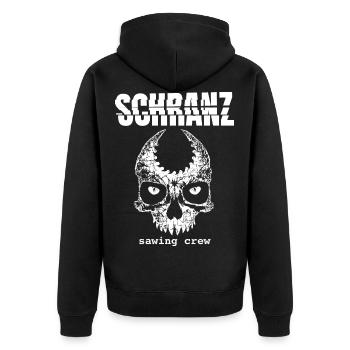 Schranz Sawing Crew - Unisex Premium Bio Zip Hoodie - Schwarz - Hinten - Nico (187cm)