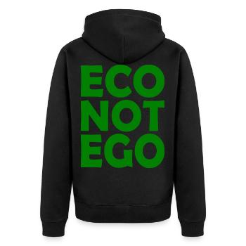 Eco not ego - Unisex Premium Organic Zip Hoodie - black - Back - Nico (187cm)