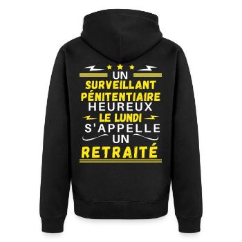 un surveillant pénitentiaire heureux .. retraité - Veste à capuche bio Premium Unisexe - noir - Dos - Nico (187cm)