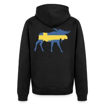 Schweden Schwede Schwedisch Elch Geschenk - Unisex Premium Bio Zip Hoodie - Schwarz - Hinten - Nico (187cm)