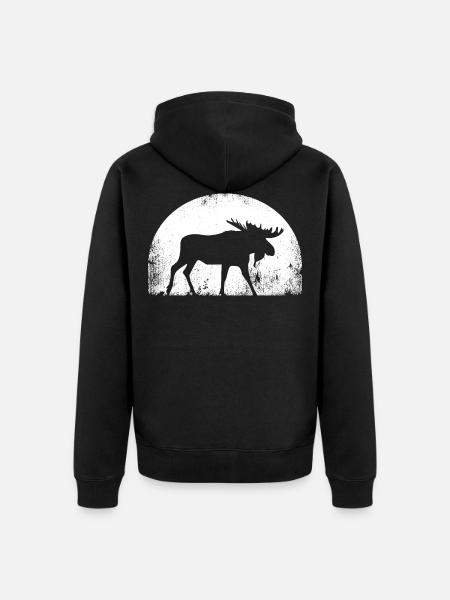 Elch Elche Elchkuh Geweih Geschenk Tierschützer - Unisex Premium Bio Zip Hoodie - Schwarz