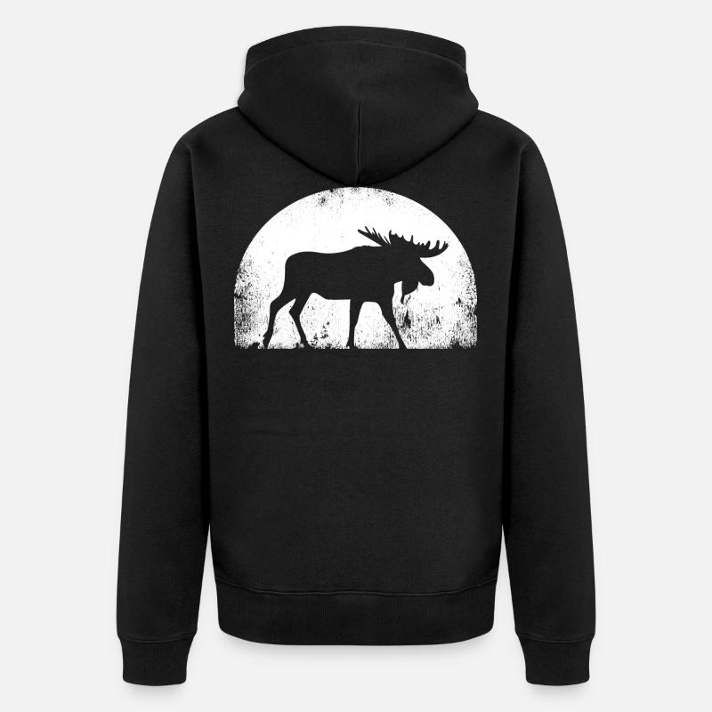 Elch Elche Elchkuh Geweih Geschenk Tierschützer - Unisex Premium Bio Zip Hoodie - Schwarz