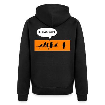 Wireless Birds Wi-Fi Funny Joke. - Unisex Premium Organic Zip Hoodie - black - Back - Nico (187cm)