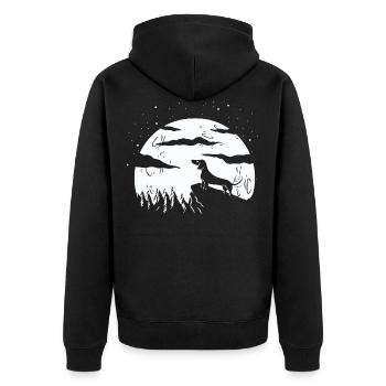 Teckel blaireau chien de la pleine lune - Veste à capuche bio Premium Unisexe - noir - Dos - Nico (187cm)