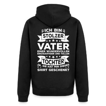 Ich bin stolzer Vater einer wundervollen Tochter - Unisex Premium Bio Zip Hoodie - Schwarz - Hinten - Nico (187cm)