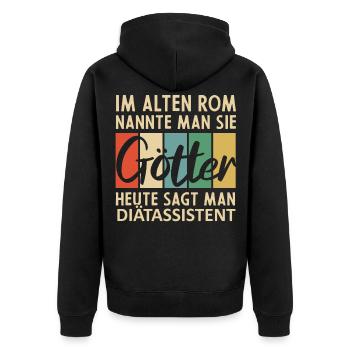 Lustige Diätassistent Sprüche - Unisex Premium Bio Zip Hoodie - Schwarz - Hinten - Nico (187cm)