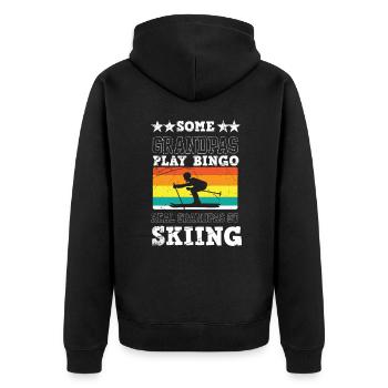 Old Man Ski Sking Snowboard Sports d’hiver Retraité - Veste à capuche bio Premium Unisexe - noir - Dos - Nico (187cm)