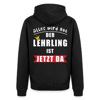 Alles wird gut der Lehrling ist jetzt da Geselle - Unisex Premium Bio Zip Hoodie - Schwarz - Hinten - Nico (187cm)