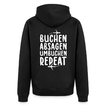 Reiseverkäufer Reiseverkehrskauffrau - Unisex Premium Bio Zip Hoodie - Schwarz - Hinten - Nico (187cm)