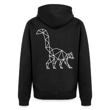 Lemuren Geometrisch Tier - Unisex Premium Bio Zip Hoodie - Schwarz - Hinten - Nico (187cm)