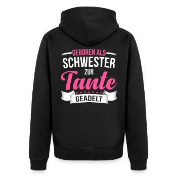 Schwester Tante Tantchen Lieblingstante - Unisex Premium Bio Zip Hoodie - Schwarz - Hinten - Nico (187cm)
