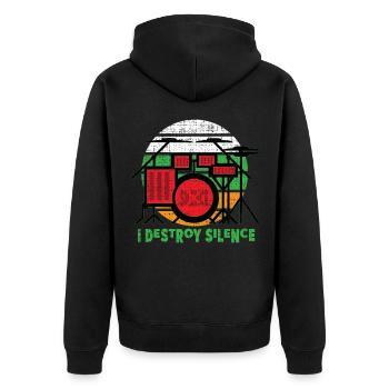 Drums Drummer Instrument Musician Music - Unisex Premium Organic Zip Hoodie - black - Back - Nico (187cm)