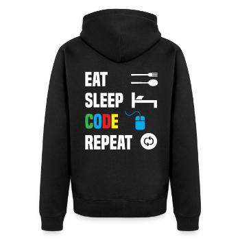 Code Codierung Coder Kodierung Informatiker - Unisex Premium Bio Zip Hoodie - Schwarz - Hinten - Nico (187cm)