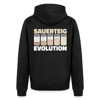 Bäcker Bäckerei Pan Sauerteig Evolution - Unisex Premium Bio Zip Hoodie - Schwarz - Hinten - Nico (187cm)