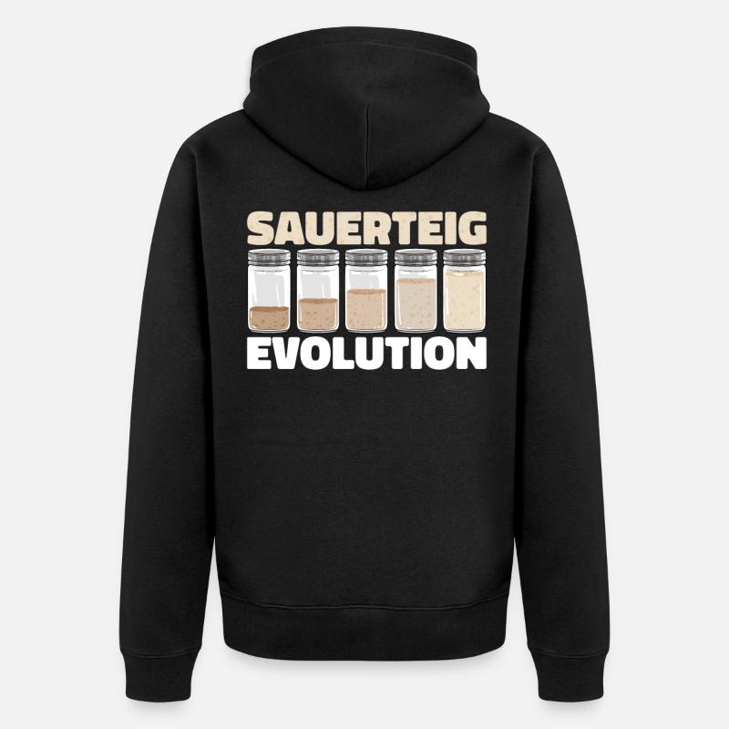 Bäcker Bäckerei Pan Sauerteig Evolution - Unisex Premium Bio Zip Hoodie - Schwarz