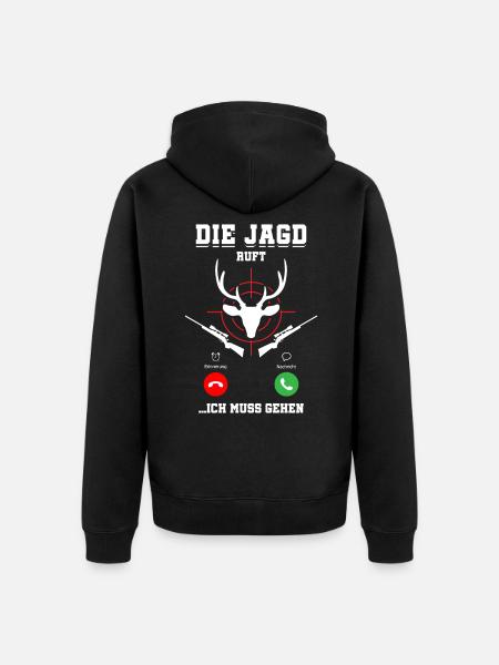 Die Jagd Ruft An Jäger - Unisex Premium Bio Zip Hoodie - Schwarz