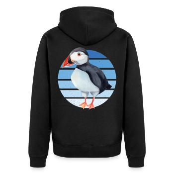Papageitaucher Puffin Papagei Lunde Vogel Geschenk - Unisex Premium Bio Zip Hoodie - Schwarz - Hinten - Nico (187cm)