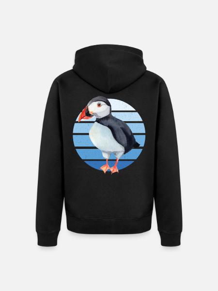 Puffin Parrot Lunde Bird Gift - Unisex Premium Organic Zip Hoodie - black