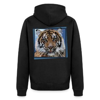 Tiger - Unisex Premium Bio Zip Hoodie - Schwarz - Hinten - Nico (187cm)