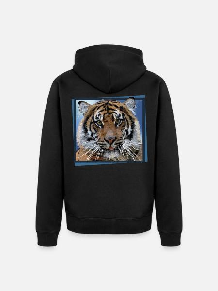 Tiger - Unisex Premium Organic Zip Hoodie - black