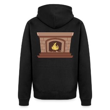 Kamin Feuer Knistern Wärme Ofen Heizen - Unisex Premium Bio Zip Hoodie - Schwarz - Hinten - Nico (187cm)