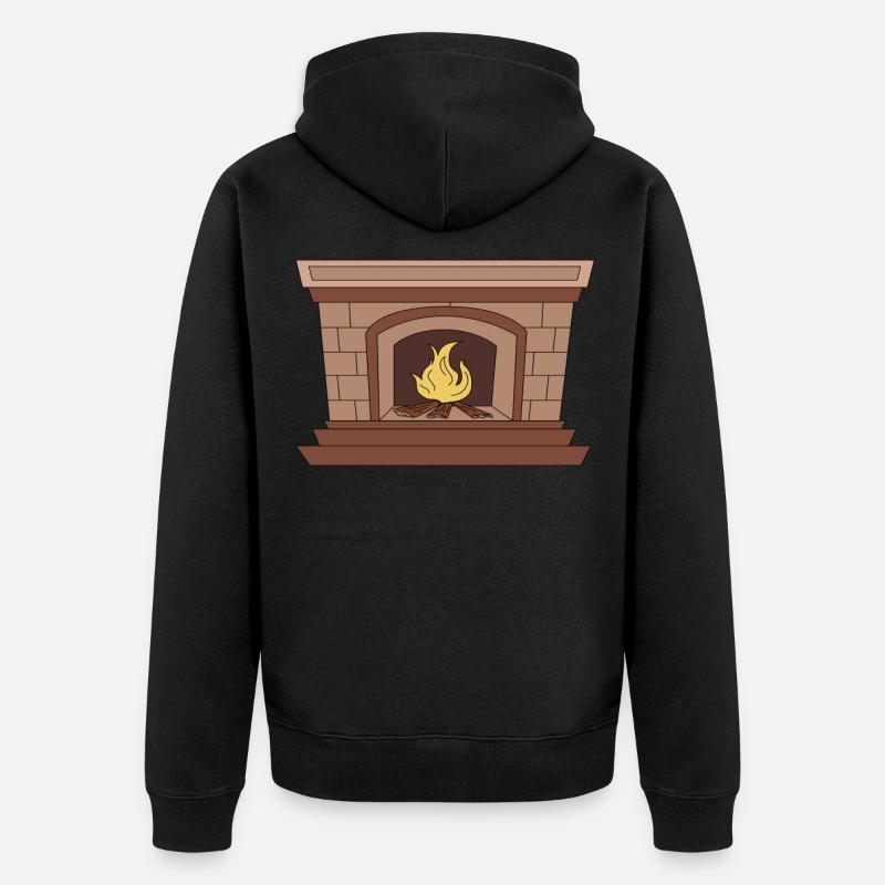 Cheminée Feu Crépitement Chauffage Poêle - Veste à capuche bio Premium Unisexe - noir
