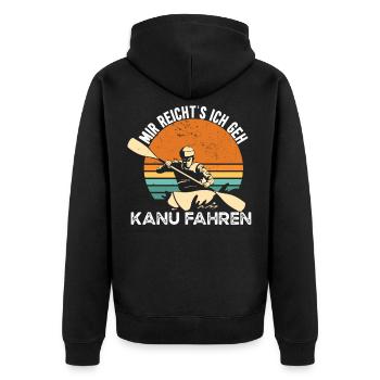 Ich geh Kanu fahren - Unisex Premium Bio Zip Hoodie - Schwarz - Hinten - Nico (187cm)