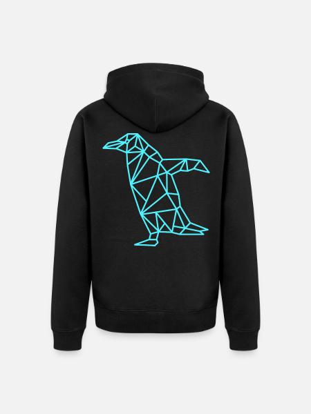 Penguin Geometric Line - Unisex Premium Organic Zip Hoodie - black