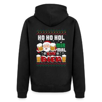 Ho Ho Hol mir mal Bier - Unisex Premium Bio Zip Hoodie - Schwarz - Hinten - Nico (187cm)