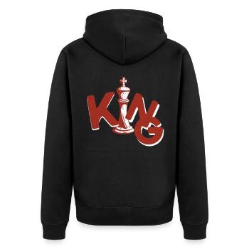 Checkmate Chessboard King Checker - Unisex Premium Organic Zip Hoodie - black - Back - Nico (187cm)