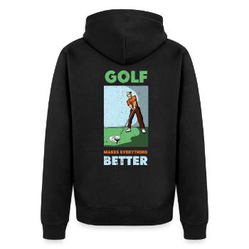 Golf Golfer Golf Club Golf Ball Golf Course - Unisex Premium Organic Zip Hoodie - black - Back - Nico (187cm)