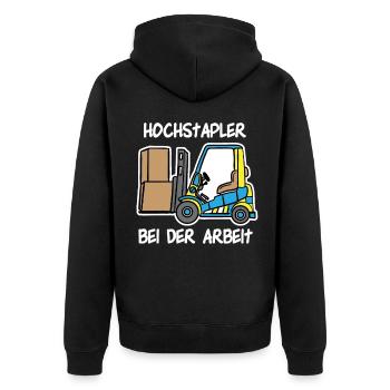 Staplerfahrer Logistik Lager Logistiker Stapler - Unisex Premium Bio Zip Hoodie - Schwarz - Hinten - Nico (187cm)