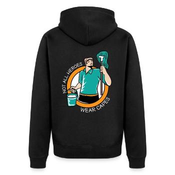 Caretaker Caretaker Craftsman Repair - Unisex Premium Organic Zip Hoodie - black - Back - Nico (187cm)