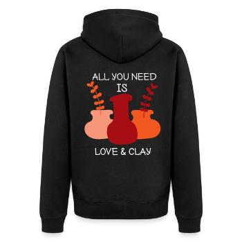Töpfer Töpfern Ton Keramik Lehm Tonwaren Töpferei - Unisex Premium Bio Zip Hoodie - Schwarz - Hinten - Nico (187cm)