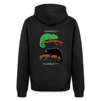 Chamäleon Echsen Echse Reptilien Terraurium - Unisex Premium Bio Zip Hoodie - Schwarz - Hinten - Nico (187cm)