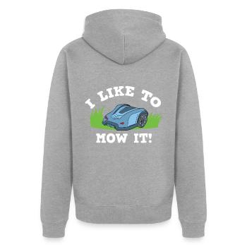 Rasenmäher Roboter Rasen Mähen Mähroboter - Unisex Premium Bio Zip Hoodie - Grau meliert - Hinten - Nico (187cm)
