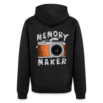 Fotograph Foto Kamera Fotografie Fotoshooting - Unisex Premium Bio Zip Hoodie - Schwarz - Hinten - Nico (187cm)