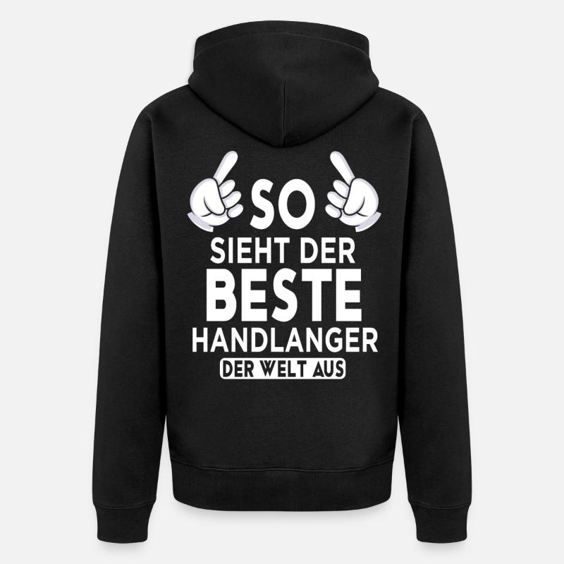 Handlanger Spruch - Unisex Premium Bio Zip Hoodie - Schwarz