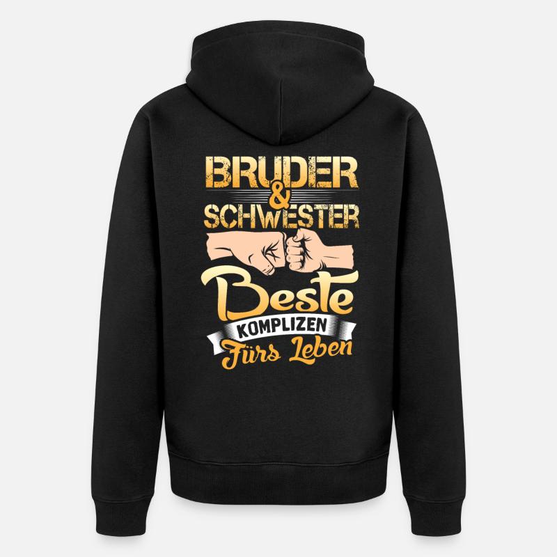 Bruder und Schwester beste Komplizen - Unisex Premium Bio Zip Hoodie - Schwarz