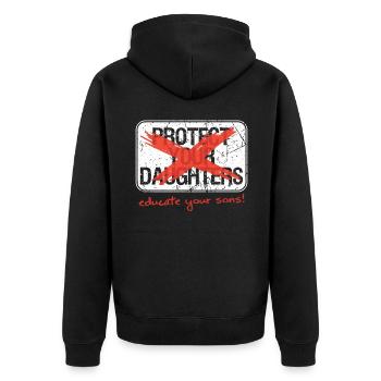 Educate Your Sons Strong Female Lead Quote - Unisex Premium Bio Zip Hoodie - Schwarz - Hinten - Nico (187cm)