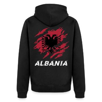 shqiptar - Unisex Premium Bio Zip Hoodie - Schwarz - Hinten - Nico (187cm)