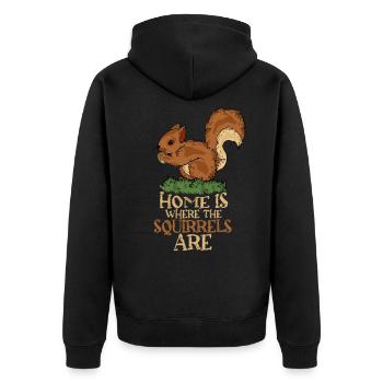 Squirrel Lover Gift Woman Squirrel - Unisex Premium Organic Zip Hoodie - black - Back - Nico (187cm)