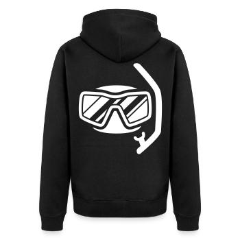 Taucherbrille Silhouette - Unisex Premium Bio Zip Hoodie - Schwarz - Hinten - Nico (187cm)