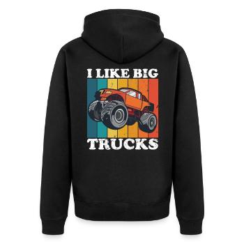 I Like Big Trucks - Unisex Premium Bio Zip Hoodie - Schwarz - Hinten - Nico (187cm)