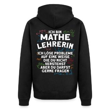 Mathe Lehrerin Löse Probleme Mathelehrerin - Unisex Premium Bio Zip Hoodie - Schwarz - Hinten - Nico (187cm)